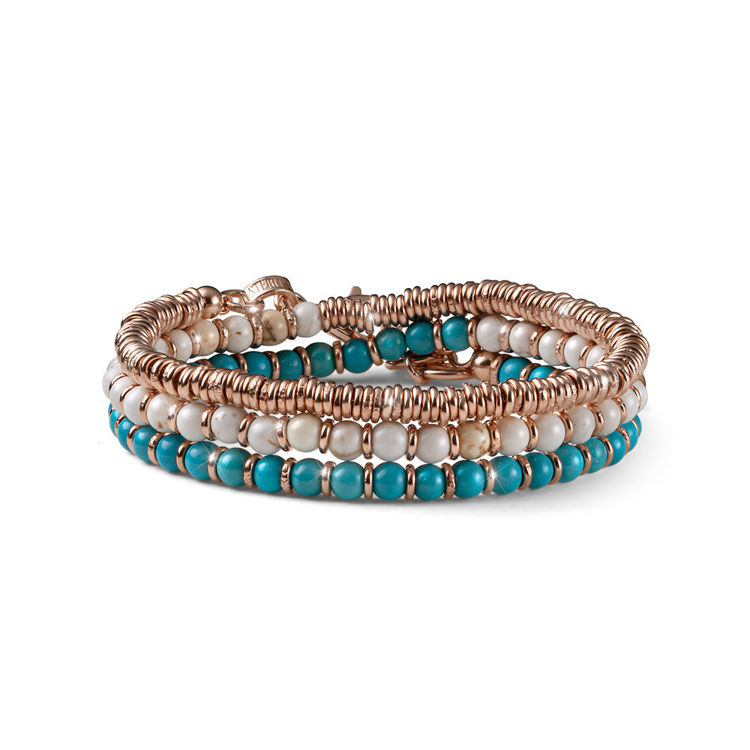 Immagine di Bracciale Donna Encanto Aulite Bianca E Celeste Argento Rosa Tre Giri Mariacristinasterling | G4317R