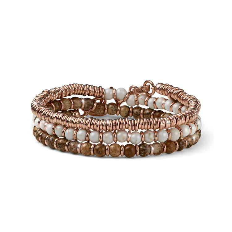 Immagine di Bracciale Donna Encanto Aulite Bianca Paesina E Argento Rosa Tre Giri Mariacristinasterling | G4316R