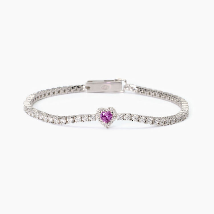 Immagine di Bracciale Donna Tennis Con Cuore Rosa Gioielli Mabina |  533838-18