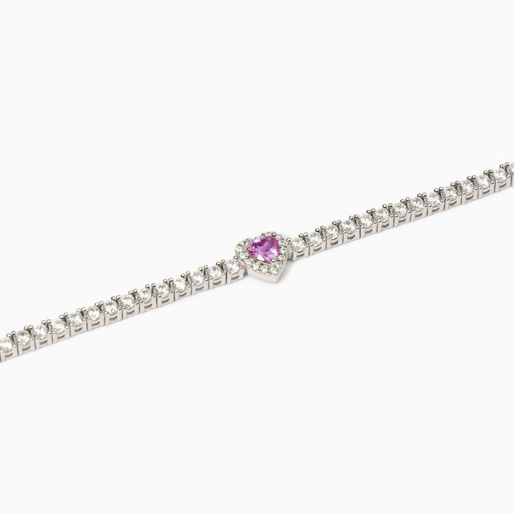 Immagine di Bracciale Donna Tennis Con Cuore Rosa Gioielli Mabina |  533838-18