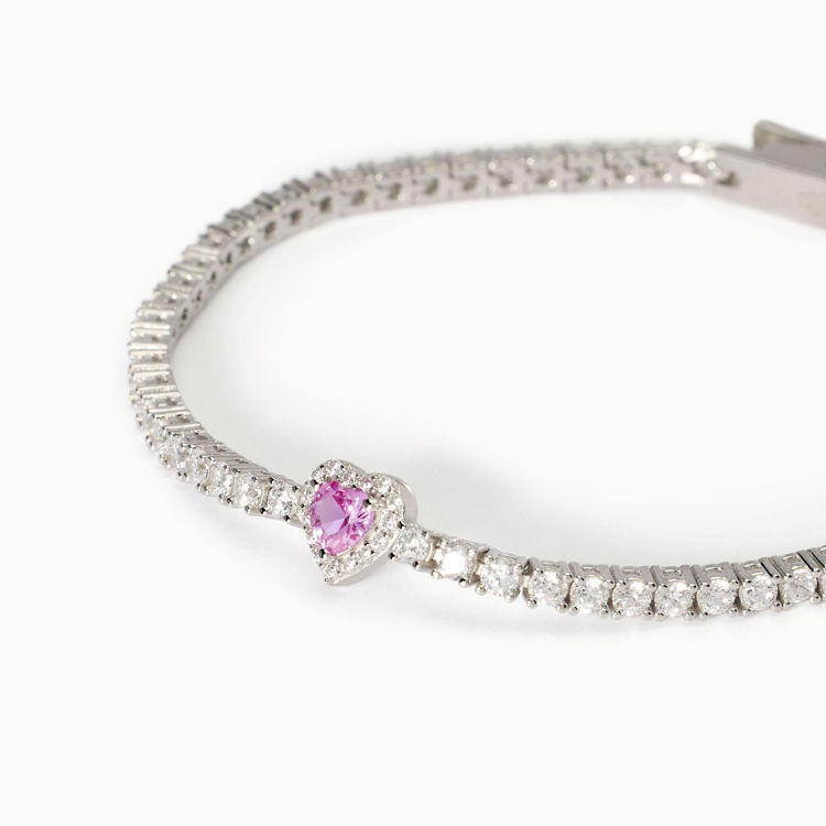 Immagine di Bracciale Donna Tennis Con Cuore Rosa Gioielli Mabina |  533838-18