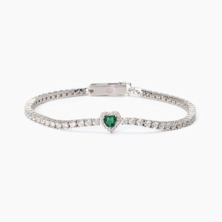 Immagine di Bracciale Donna Tennis Con Cuore Verde Gioielli Mabina |  533837-18