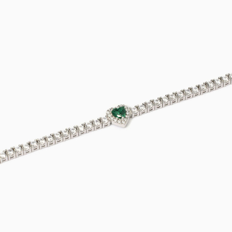 Immagine di Bracciale Donna Tennis Con Cuore Verde Gioielli Mabina |  533837-18