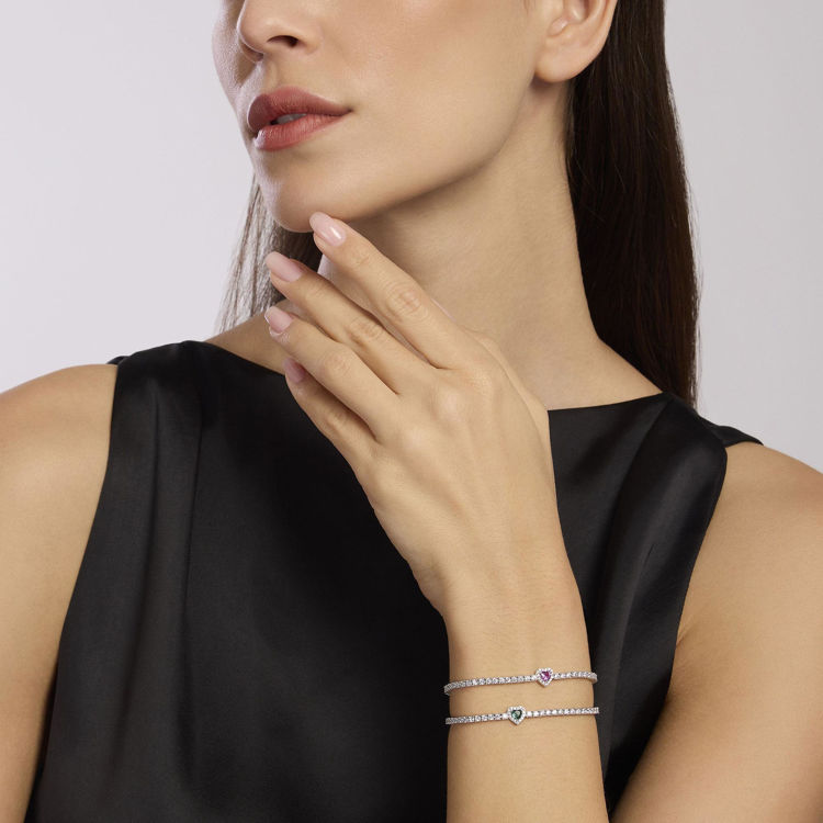 Immagine di Bracciale Donna Tennis Con Cuore Verde Gioielli Mabina |  533837-18