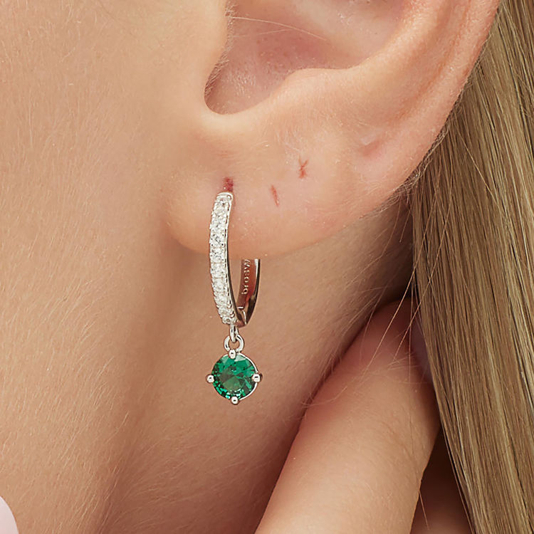 Immagine di Orecchino Singolo Donna A Cerchietto Con Pendente Green Gioielli Brosway Fancy | FLG82