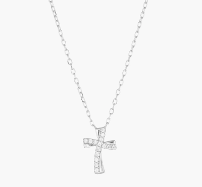 Immagine di Collana Croce Ondulata con Zirconi Bianchi Amen | CLCROBBZ