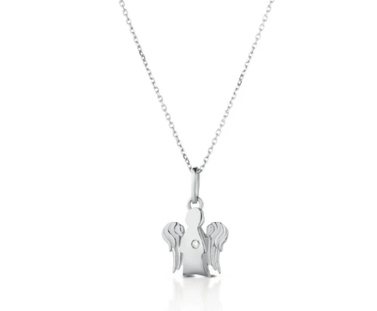 Immagine di Collana Con Angelo In Oro Bianco E Diamante Roberto Giannotti | NKT264B