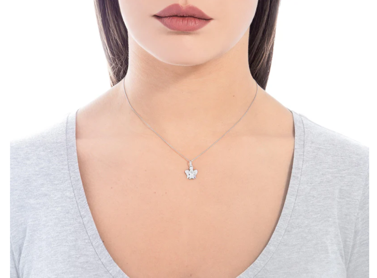 Immagine di Collana Con Angelo In Oro Bianco E Diamante Roberto Giannotti | NKT264B
