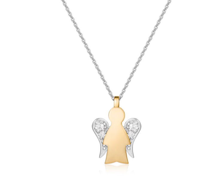 Immagine di Collana Con Angelo In Oro Bianco, Giallo E Diamanti Con Pendente Angelo Roberto Giannotti | NKT321