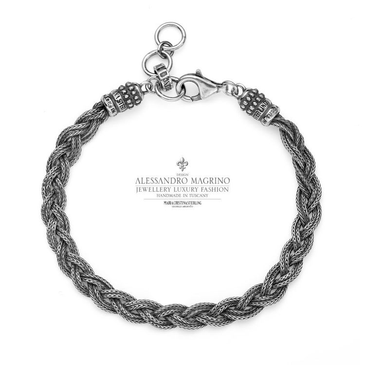 Immagine di Bracciale Uomo Intrecci Classic In Argento Brunito Mariacristinasterling |  G4508