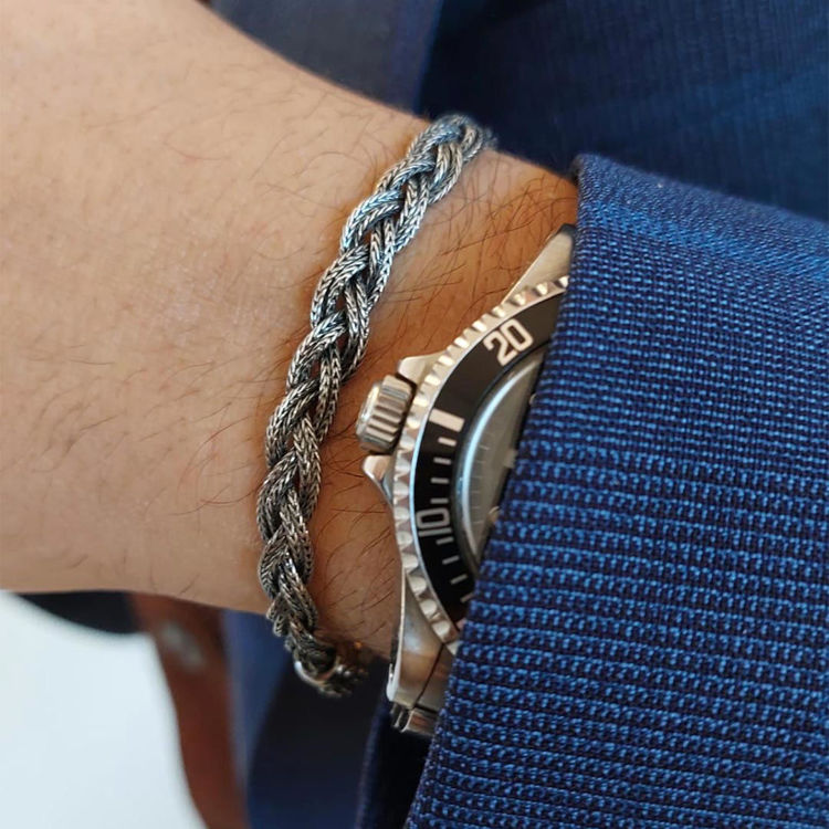 Immagine di Bracciale Uomo Intrecci Classic In Argento Brunito Mariacristinasterling |  G4508