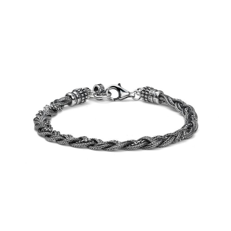 Immagine di Bracciale Uomo Intrecci Grani In Argento Brunito Mariacristinasterling | G4499