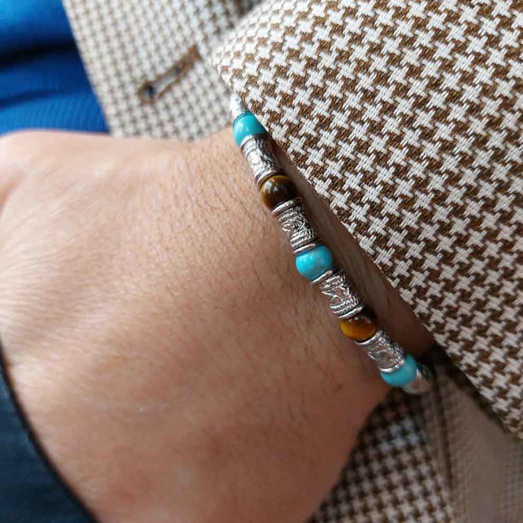 Immagine di Bracciale Uomo Siena Barilotti Argento Aulite E Occhio Di Tigre Mariacristinasterling |  G4558