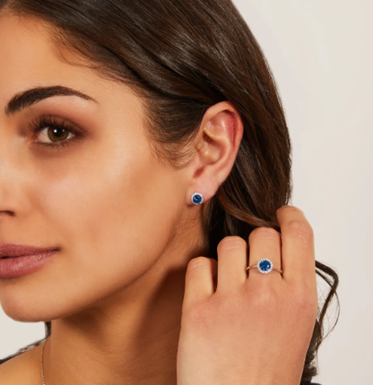 Immagine di Orecchini Diamond con Zircone tondo Blu Gioielli Amen |  ELUBOBBBLZ