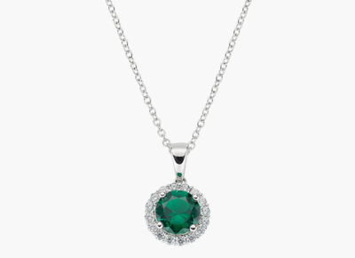 Immagine di Collana Diamond con Zircone tondo Verde Amen | CLLUBOBBVZ