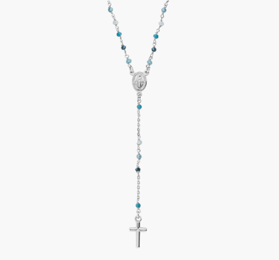Immagine di Rosario Classico Cristalli Multicolor Azzurro Amen | CRO25BMUB4