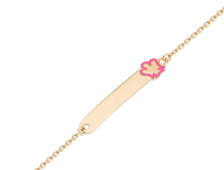 Immagine di Bracciale Oro Bambina Con Targhetta E Angelo Rosa Roberto Giannotti | NKT377