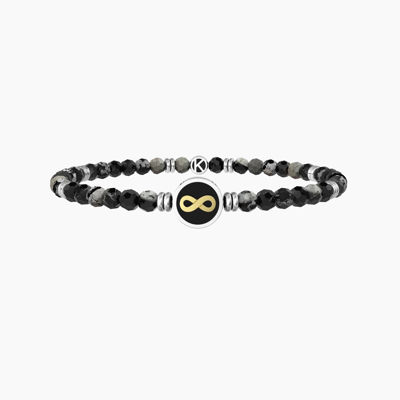 Immagine di Bracciale Elastico Uomo Con Agata Nera E Infinito Gioielli Kidult | 732242