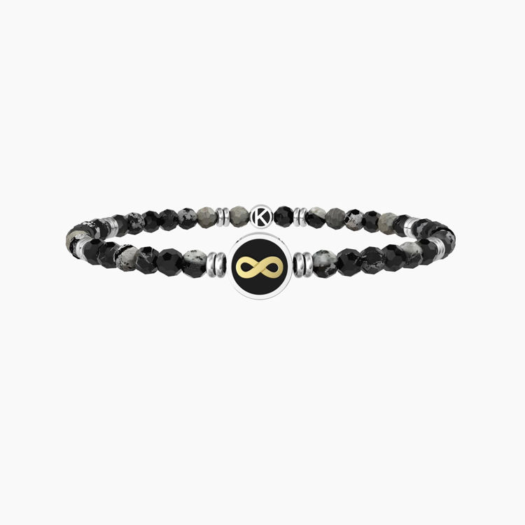 Immagine di Bracciale Elastico Uomo Con Agata Nera E Infinito Gioielli Kidult | 732242