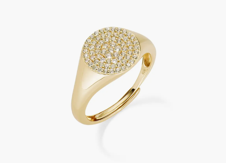 Immagine di Anello Chevalier Regolabile Dorato Con Zirconi Bianchi Amen | RCHGBZ1