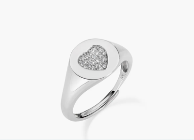 Immagine di Anello Chevalier Regolabile Con Cuore Zirconato Amen | RCHHBBZ1