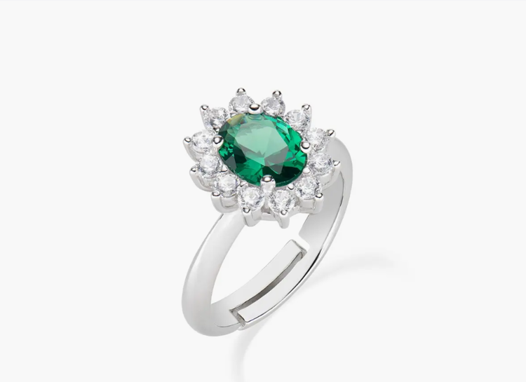 Immagine di Anello Adattabile Royal Lady Zircone Verde Amen |  ANLDGBBVE3