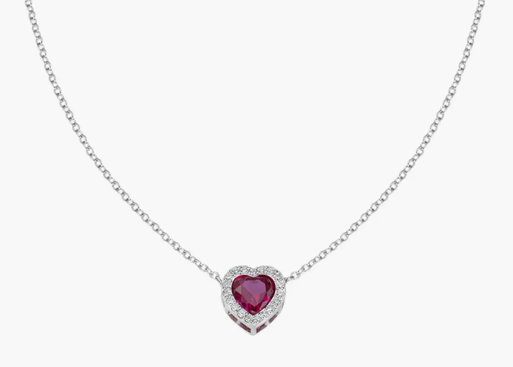 Immagine di Collana con Cuore di Zircone Rubino Amen | CLPHHBBRZ
