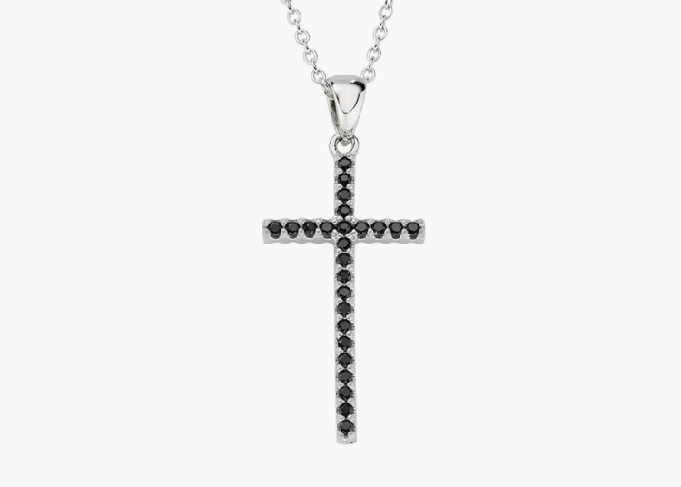 Immagine di Collana Croce Doppio Colore Nero e Bianco Amen | CLCRDOGBNZ