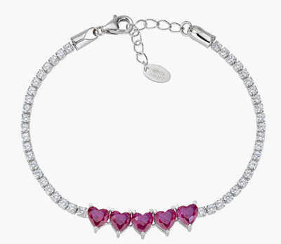 Immagine di Bracciale Tennis Cinque Cuori Rubino Amen |  BT5CUBRBZ