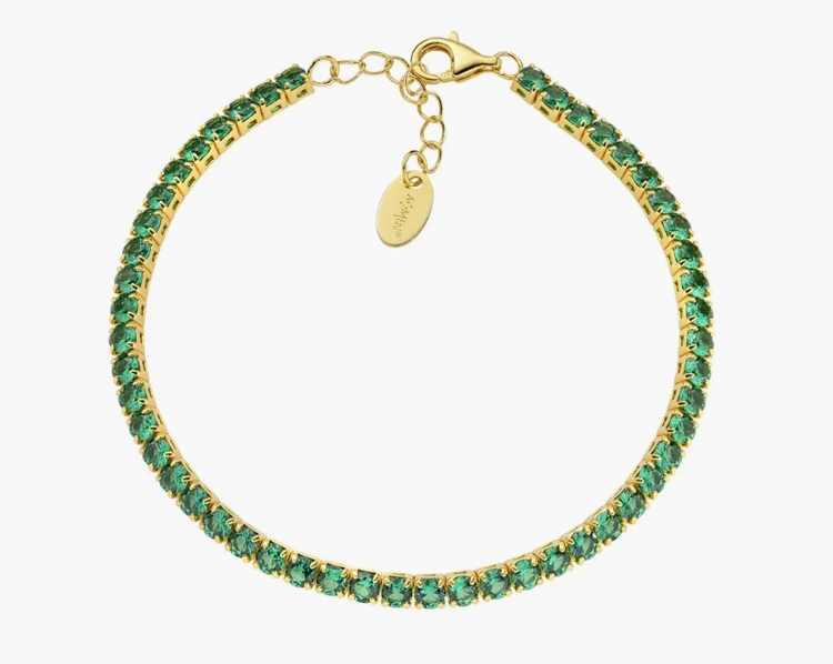 Immagine di Bracciale Tennis 3 mm Dorato con Zirconi Verdi Amen | BT3GVE17