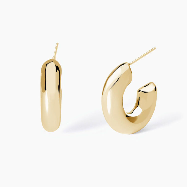 Immagine di Orecchini Placcati Oro Chunky A Cerchio Aperto Gioielli Mabina | 563842