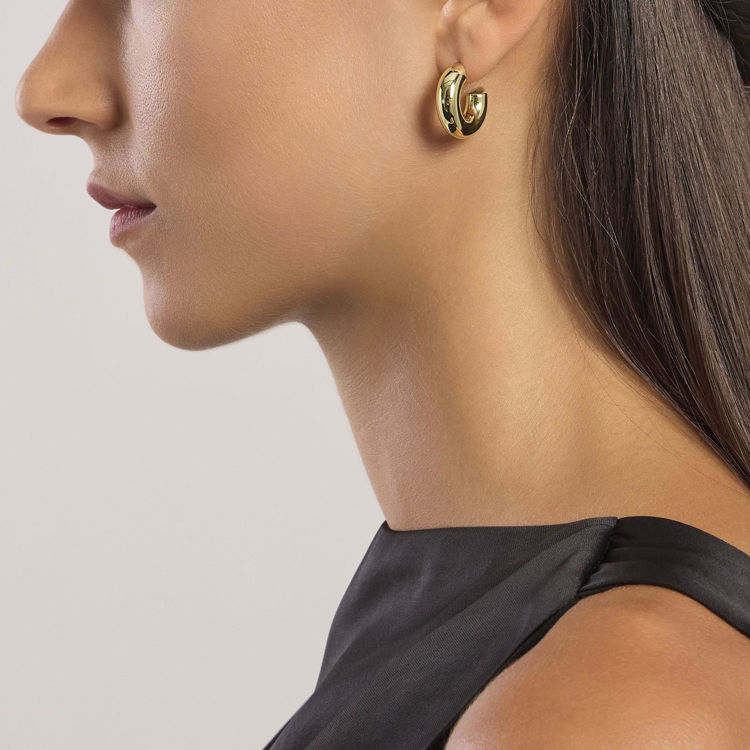 Immagine di Orecchini Placcati Oro Chunky A Cerchio Aperto Gioielli Mabina | 563842