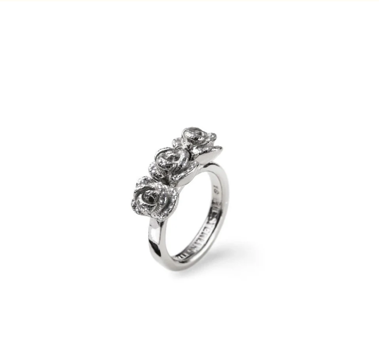 Immagine di Anello Donna Collezione Rose Argento Con Tre Rose E Brillanti Mariacristinasterling | G3847/14