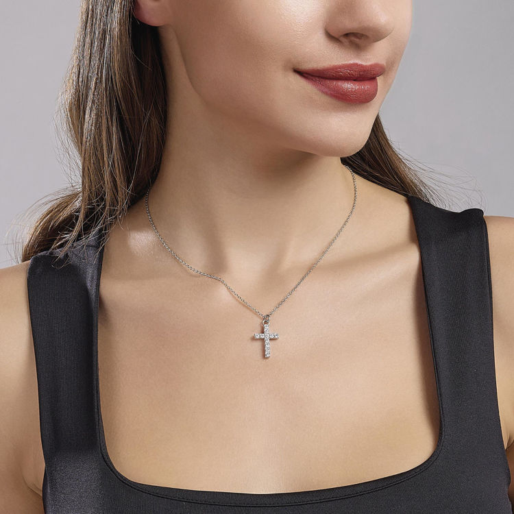 Immagine di Girocollo In Argento Con Ciondolo Croce Gioielli Mabina |  553369