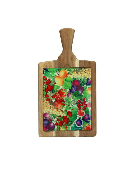 Immagine di Tagliere Le Primizie Acacia/Vetro Decorato Brandani | 52442