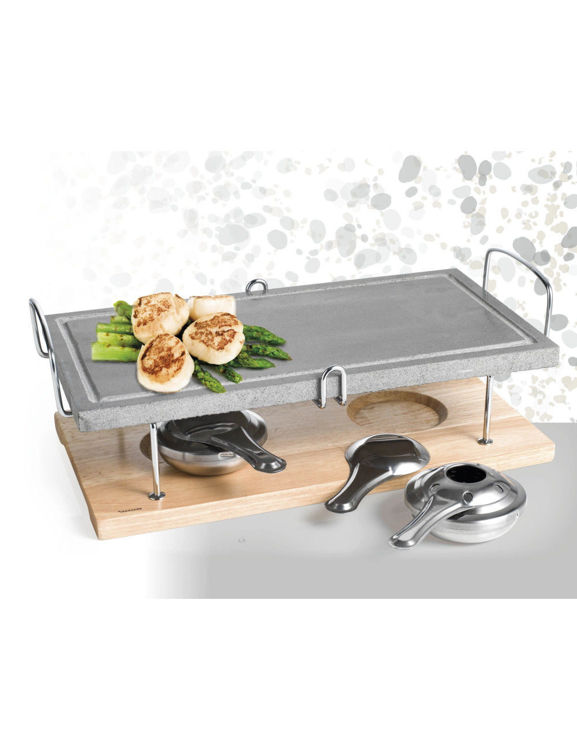 Immagine di Pietra Ollare Con Base In Legno Set 5 Pezzi Brandani | 58654