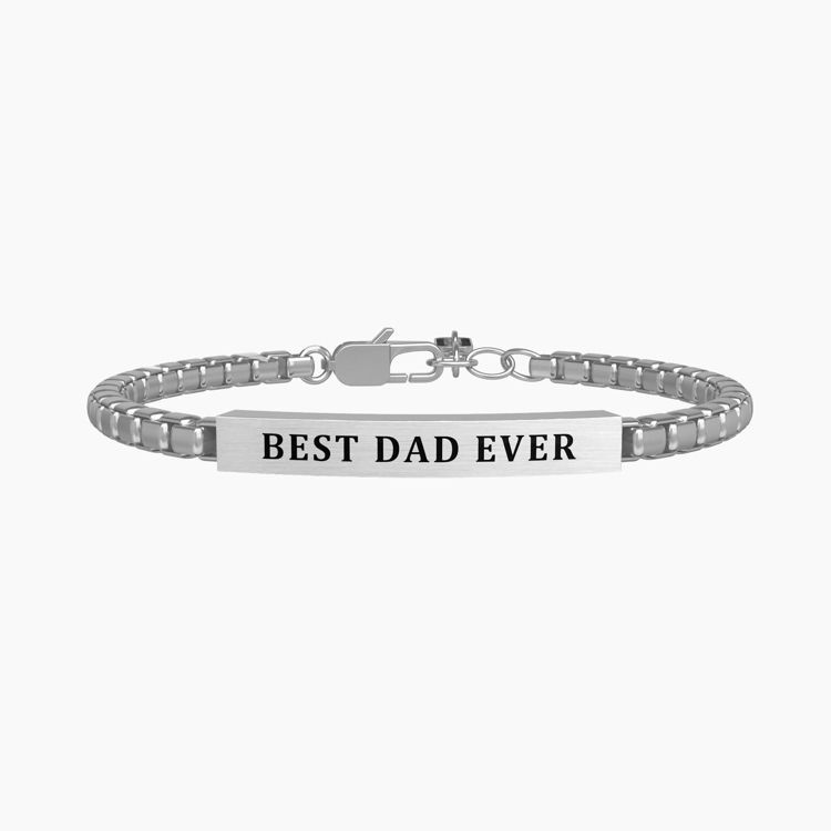 Immagine di Bracciale Papà In Acciaio Satinato Con Catena Veneta E Piastra Rettangolare Gioielli Kidult | 731812