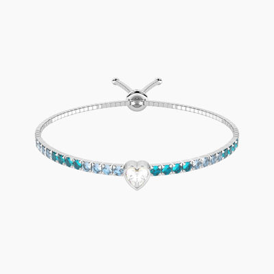 Immagine di Bracciale Regolabile Tennis Azzurro E Verde Con Cuore Gioielli Kidult | 732352