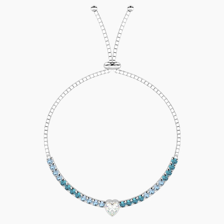 Immagine di Bracciale Regolabile Tennis Azzurro E Verde Con Cuore Gioielli Kidult | 732352