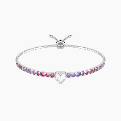 Immagine di Bracciale Regolabile Tennis Rosa E Viola Con Cuore Gioielli Kidult | 732351