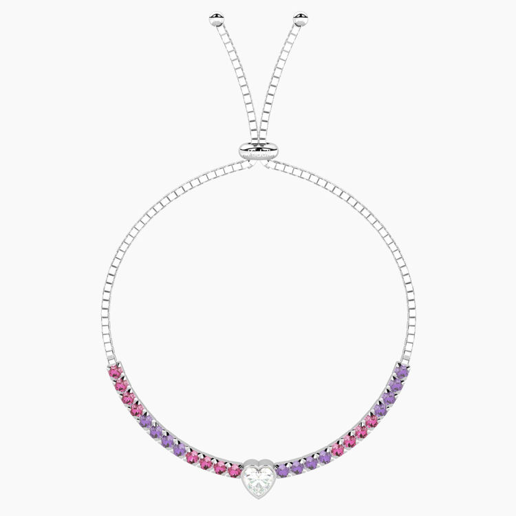 Immagine di Bracciale Regolabile Tennis Rosa E Viola Con Cuore Gioielli Kidult | 732351