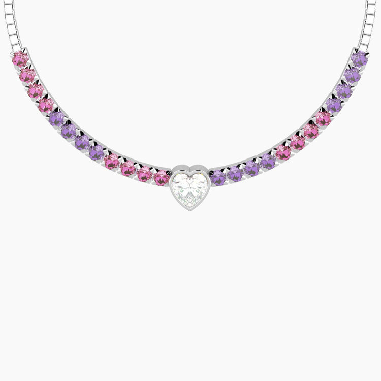 Immagine di Bracciale Regolabile Tennis Rosa E Viola Con Cuore Gioielli Kidult | 732351