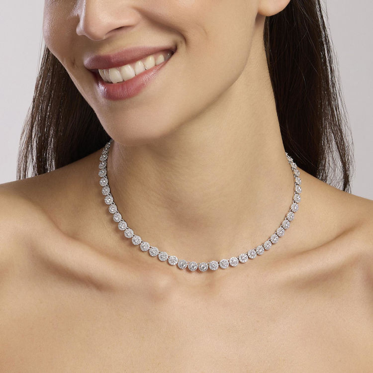 Immagine di Girocollo Tennis In Argento Con Zirconi Gioielli Mabina | 553683