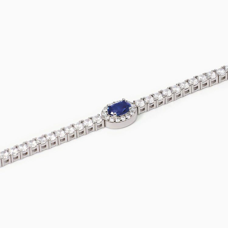 Immagine di Bracciale Tennis In Argento Con Zaffiro Sintetico Ovale Gioielli Mabina | 533666-S