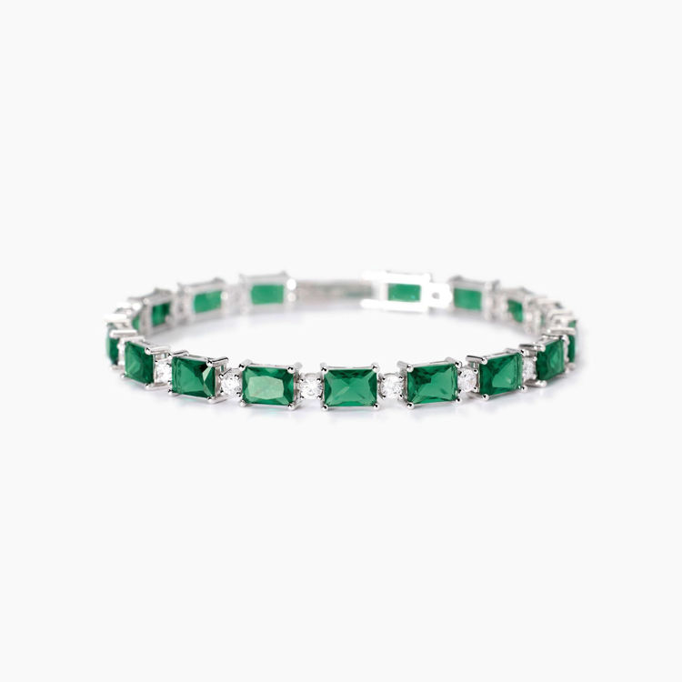 Immagine di Bracciale In Argento Con Smeraldi Sintetici Gioielli Mabina | 533941-17