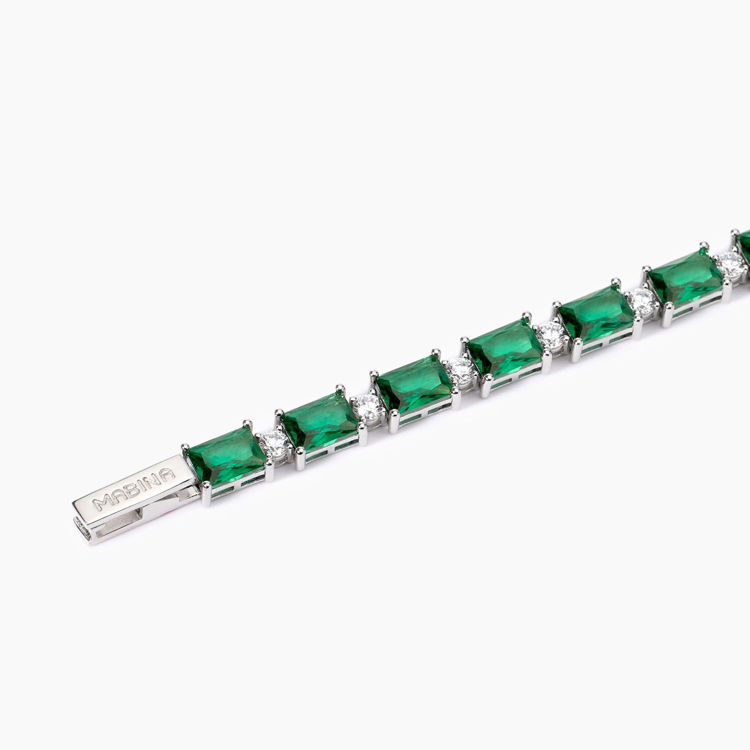 Immagine di Bracciale In Argento Con Smeraldi Sintetici Gioielli Mabina | 533941-17
