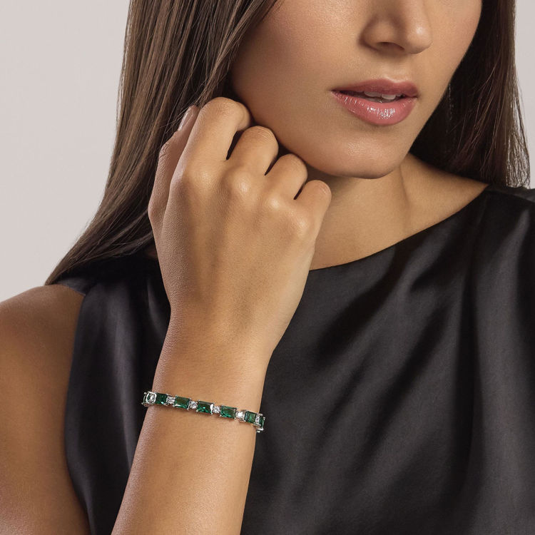 Immagine di Bracciale In Argento Con Smeraldi Sintetici Gioielli Mabina | 533941-17