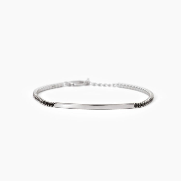 Immagine di Bracciale Uomo In Argento Con Piastra E Zirconi Neri Gioielli Mabina | 533817
