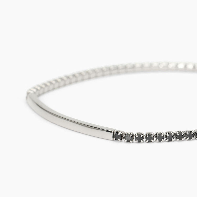 Immagine di Bracciale Uomo In Argento Con Piastra E Zirconi Neri Gioielli Mabina | 533817