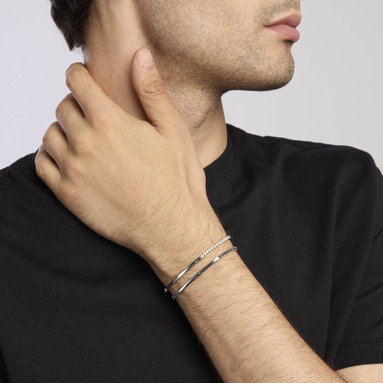 Immagine di Bracciale Uomo In Argento Con Piastra E Zirconi Neri Gioielli Mabina | 533817